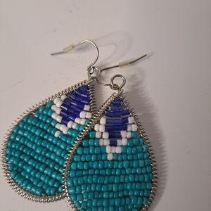 Aqua Beaded Earrings